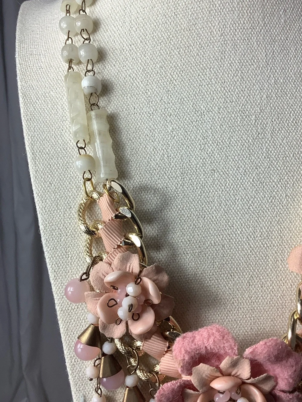 Pink Floral Statement Necklace